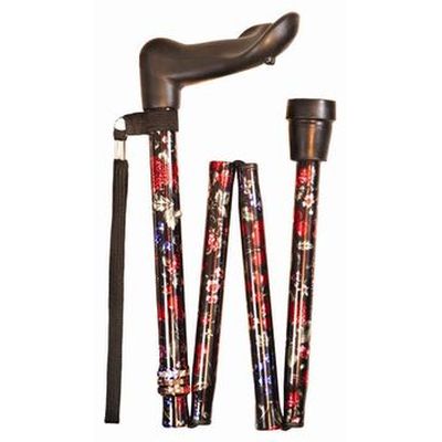 Adjustable Folding Fruit Pattern Anatomical Walking Stick