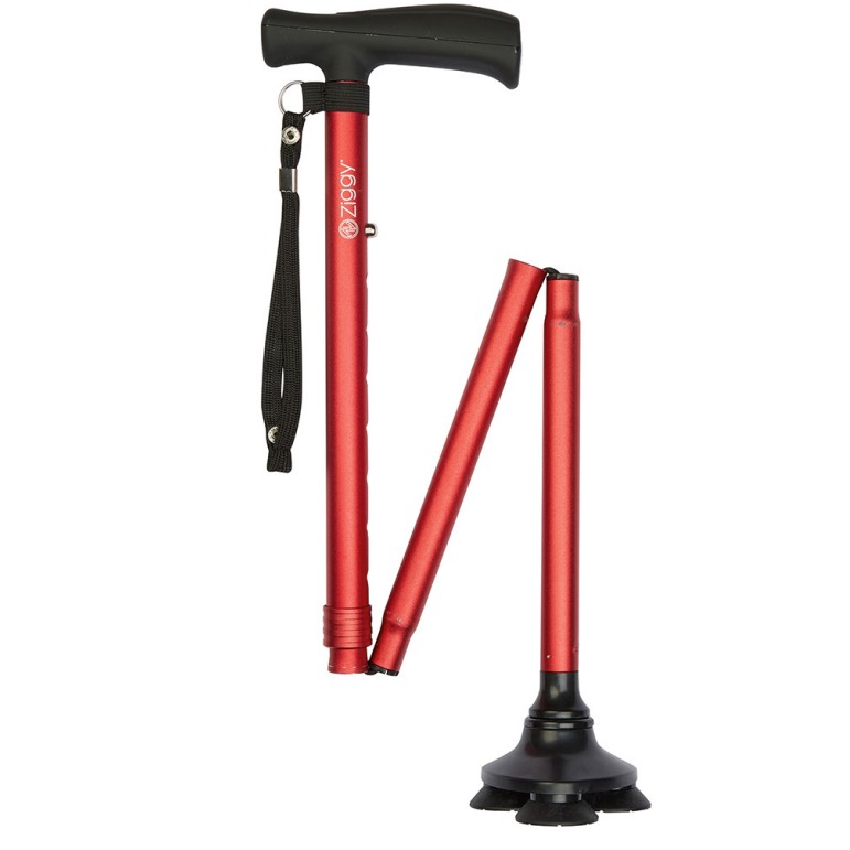 Ziggy Tribase Folding Walking Stick (Black)