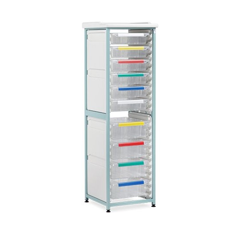 Bristol Maid Single-Column Caretray Rack with Six Shallow Trays and Four Deep Trays