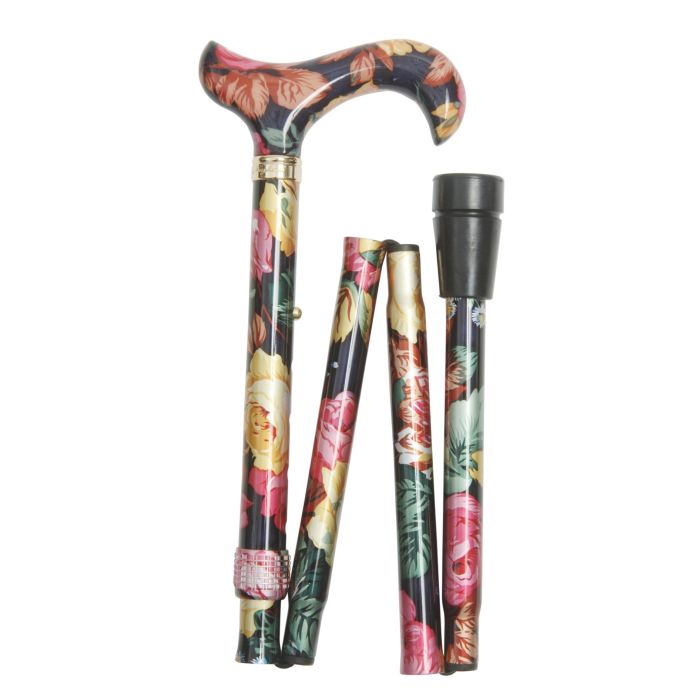 Derby Handle Folding Walking Stick - Multicoloured Floral :: Sports ...