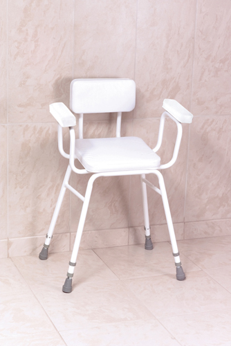 Malvern Vinyl Seat Perching Stool - Adjustable Height with Padded Armrests and Padded Backrest