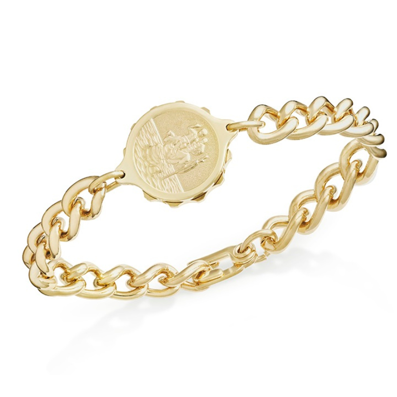 SOS Talisman Gents Gold Tone St Christopher Medical ID Bracelet