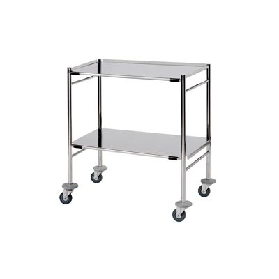 Sunflower Medical Surgical Trolley with 2 Removable Reversible Stainless Steel Shelves (Large)