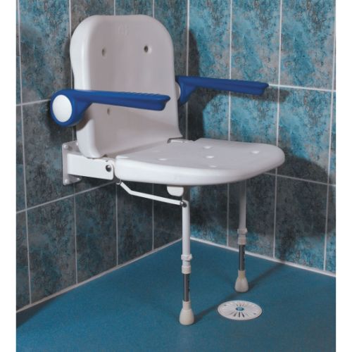 Wall-Mounted Shower Seat with Back and Arm Rests :: Sports Supports ...