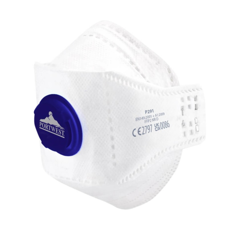 Portwest P291 FFP2 Valved Dolomite Fold Respirator Mask (Box of 10)