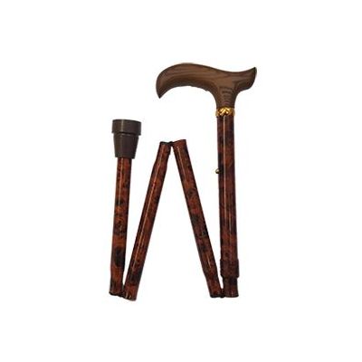 Adjustable Folding Bird's Eye Derby Handle Walking Stick