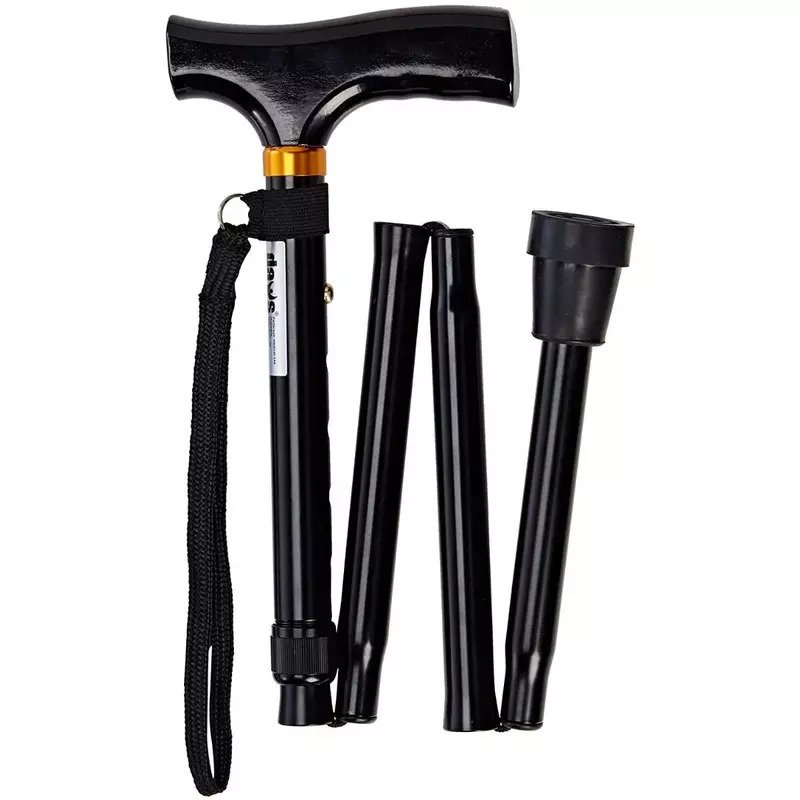 Black Adjustable Folding Walking Stick