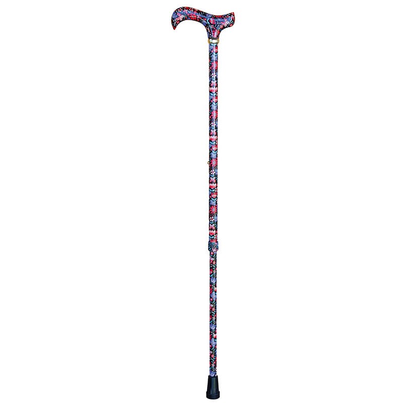 Adjustable Walking Stick Folk Flowers Pattern | Health and Care