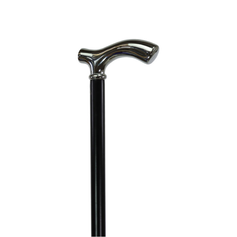 Chrome Plated Fritz Handle Black Beechwood Cane 