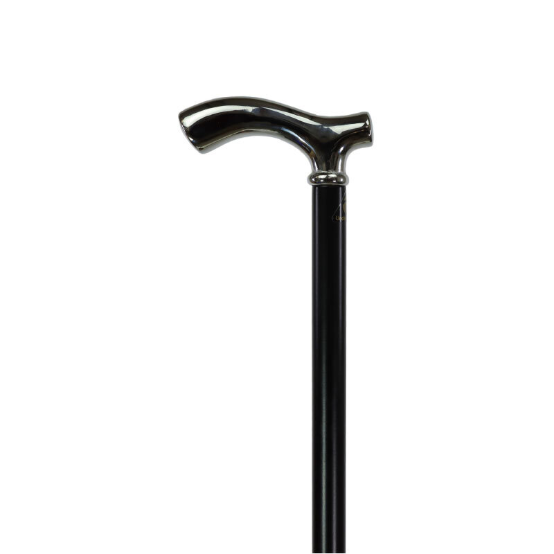 Chrome Plated Fritz Handle Black Beechwood Cane