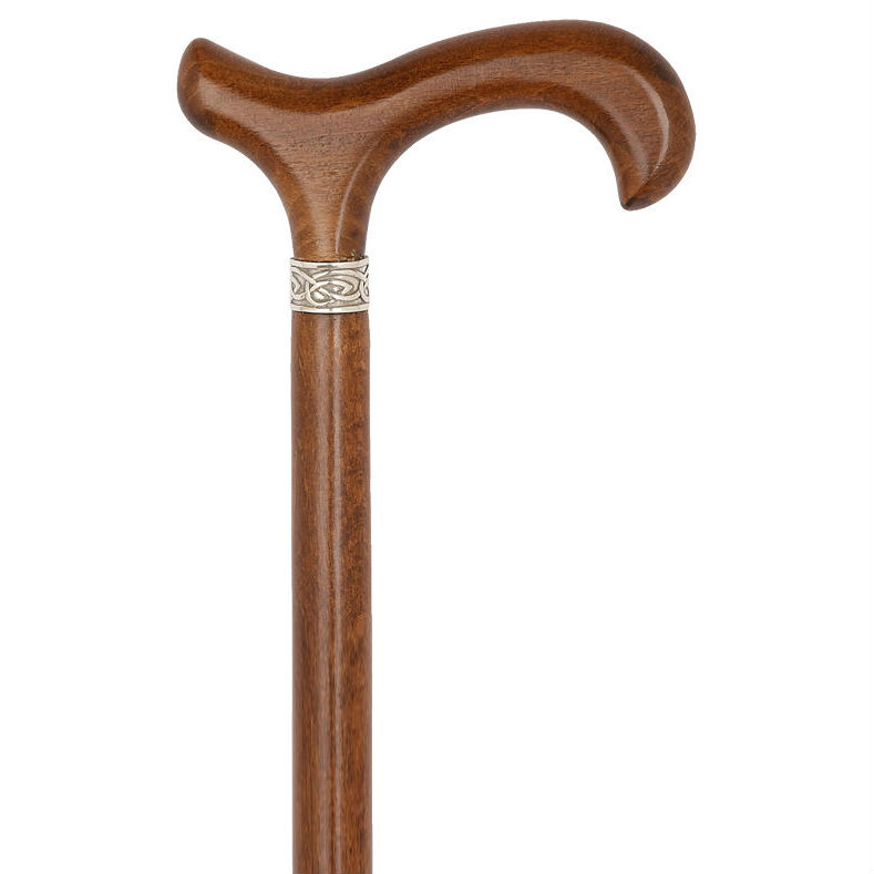 Brown Beech Derby Handle Dress Walking Stick with Celtic Collar