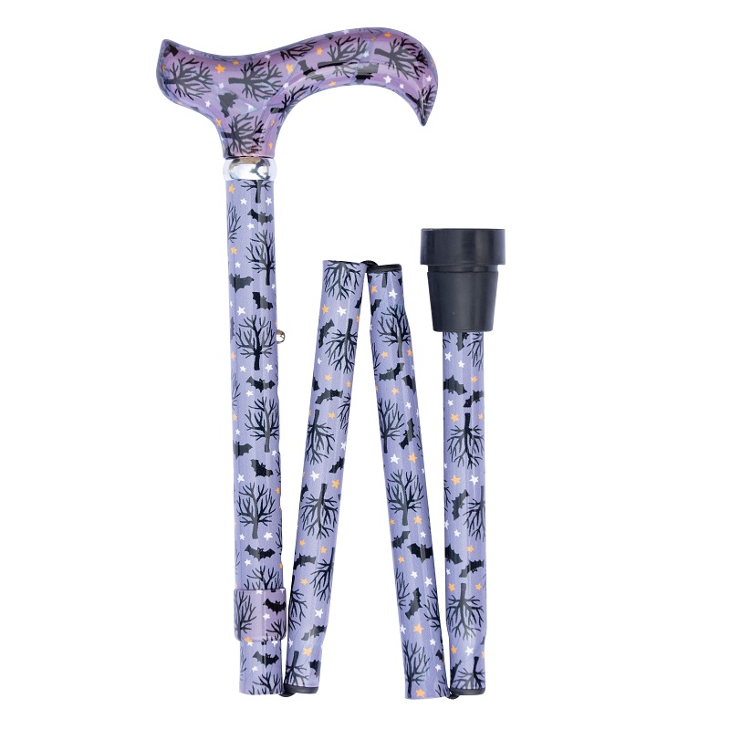 Cartoon Bats Derby Adjustable Folding Walking Stick