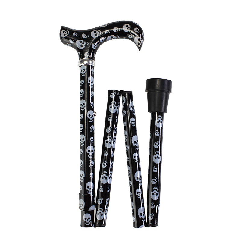 Cartoon Skulls Derby Adjustable Folding Walking Stick