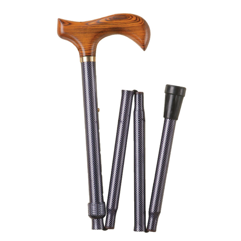 Height-Adjustable Folding Black Check Derby Walking Stick