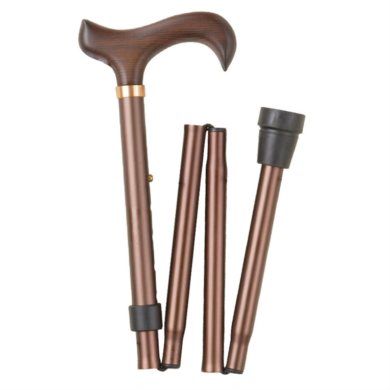 Height-Adjustable Folding Matte Bronze Derby Walking Stick :: Sports ...