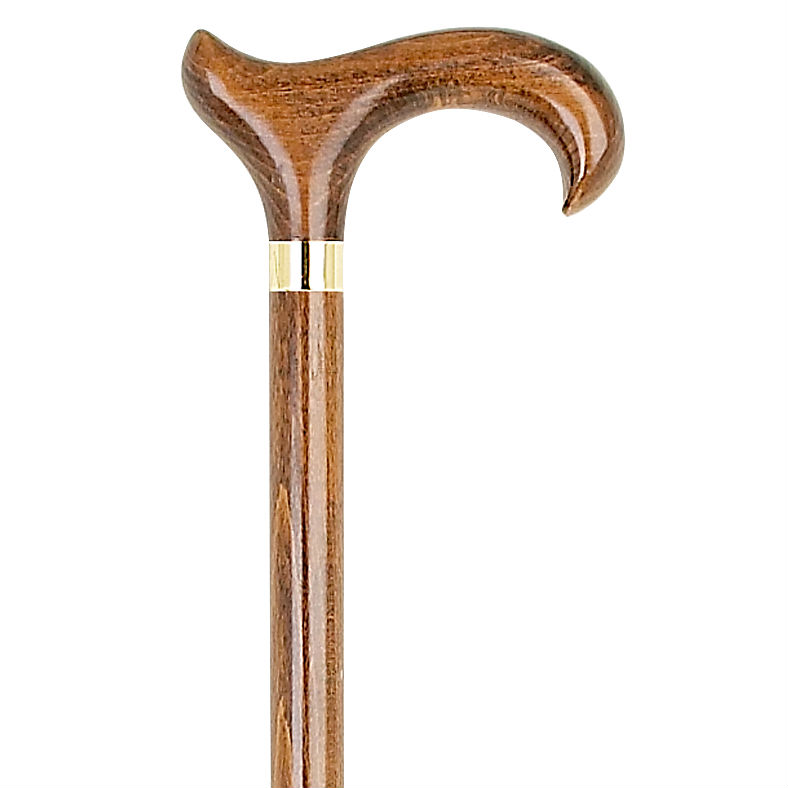 Extra-Long Brown Derby Handle Wooden Walking Stick :: Sports Supports ...