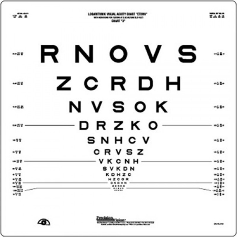 Precision Vision 2.5-Metre ETDRS LogMAR Chart (Chart 3 Revised)