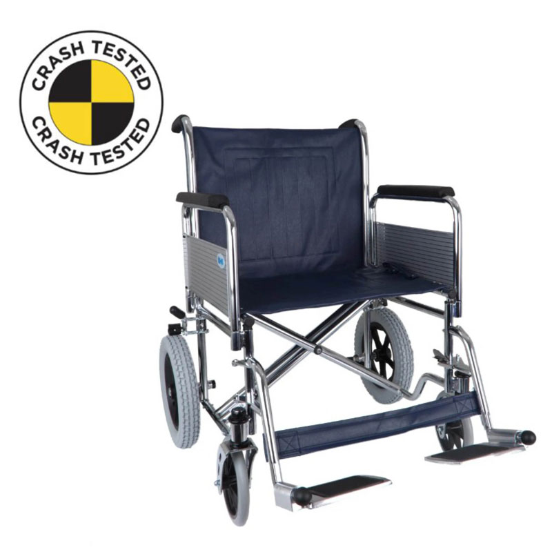 Days Heavy Duty Chrome-Plated Attendant-Propelled Transit Wheelchair (Crash-Tested)