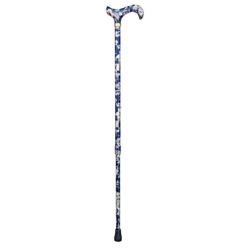 Derby Tea Party Extending Dark Blue Floral Cane