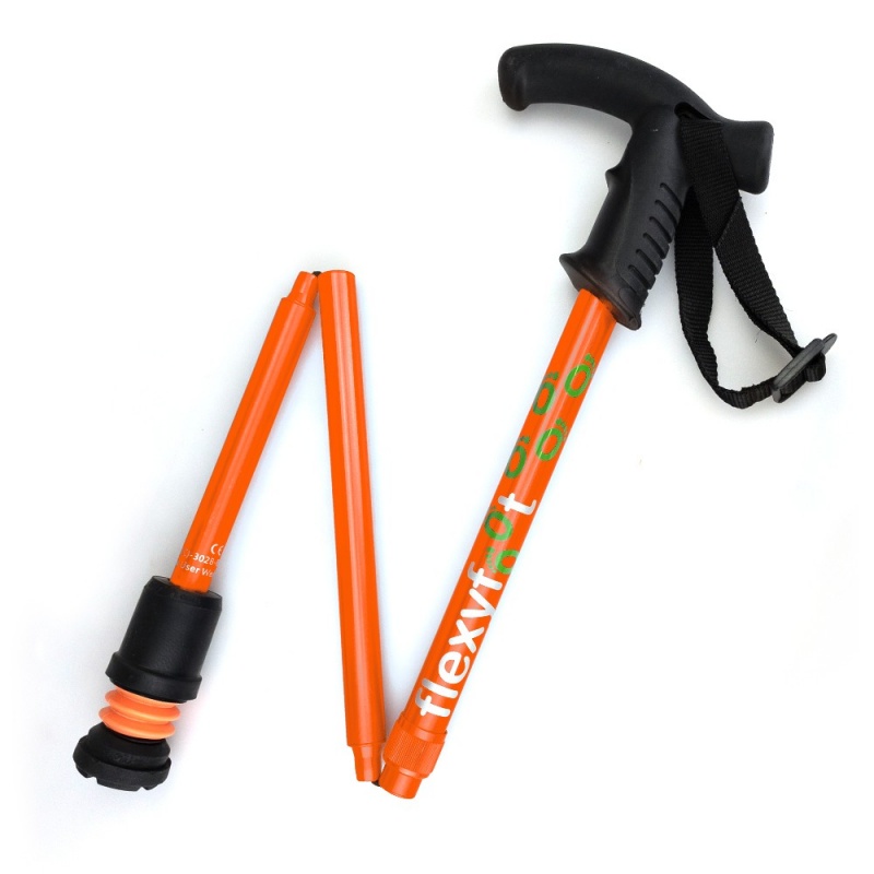 Flexyfoot Soft Derby Handle Orange Folding Walking Stick