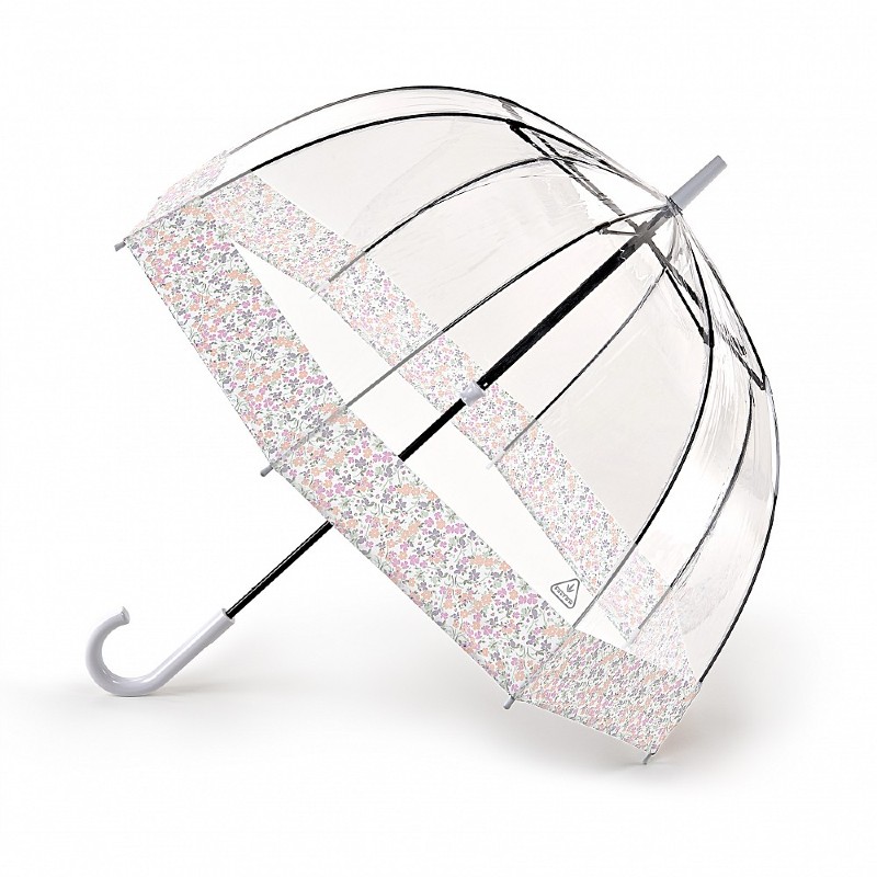 Fulton Birdcage Clear Dome Umbrella (Wedding Floral Border)