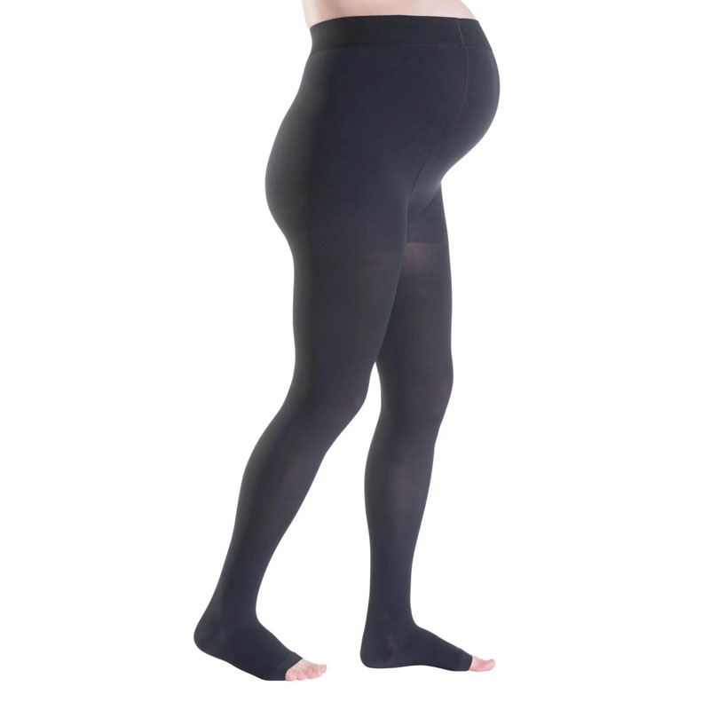 Sigvaris Magic Class 2 Open Toe Maternity Compression Tights - Black