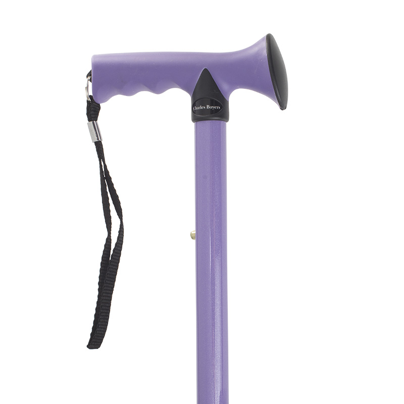 Height-Adjustable Folding Purple Gel Handle Walking Stick :: Sports ...