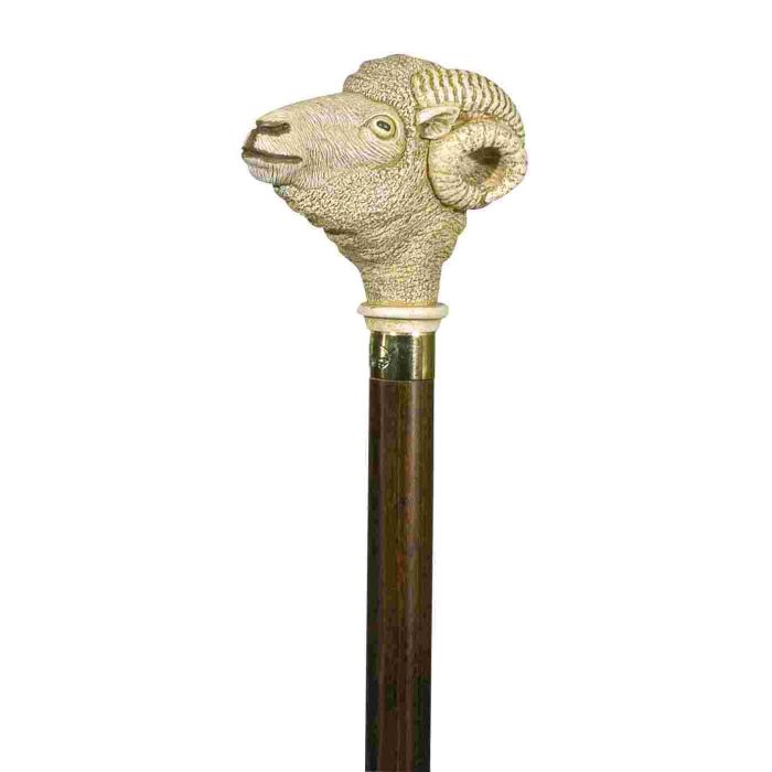 Imitation Ivory Ram Hardwood Cane