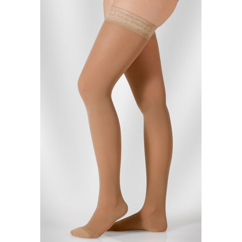 Juzo Hostess Class 2 Sugar Thigh High Compression Stockings with Open ...