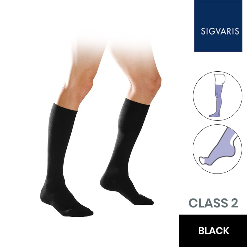 Sigvaris Coton CL2 Black Men's Stockings (Open) | Health and Care