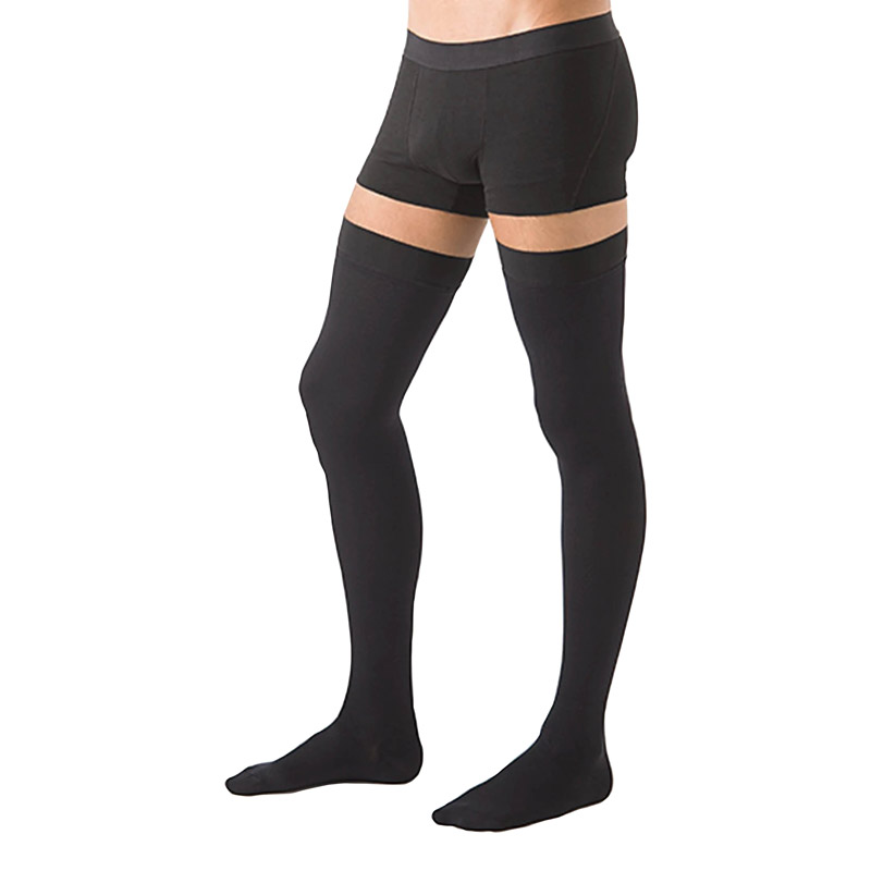 Sigvaris Essential Microfibre Male Class 2 Thigh High Black Compression Stockings