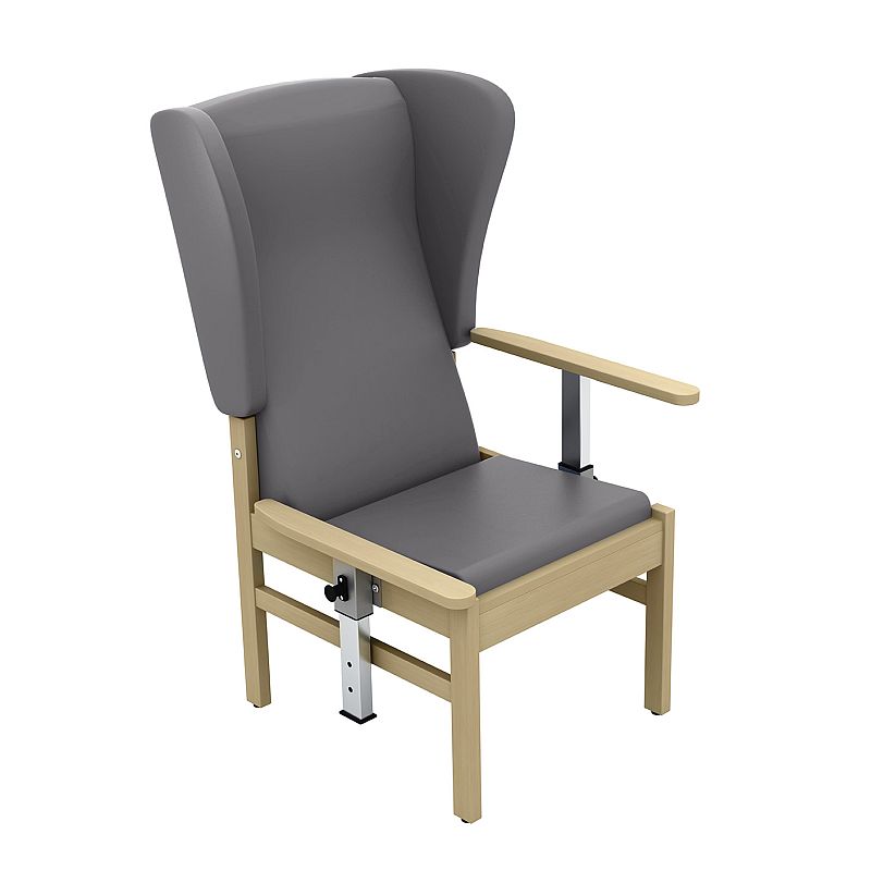 Sunflower Medical Atlas Grey High-Back Vinyl Patient Armchair with Drop Arms and Wings