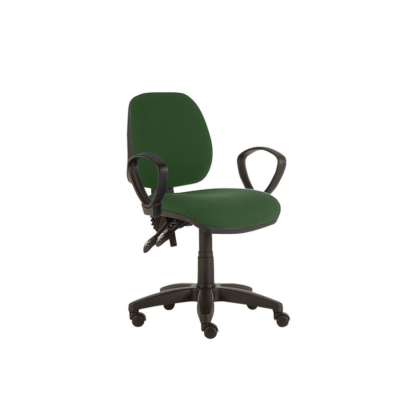 Sunflower Medical Green Mid-Back Twin-Lever Intervene Consultation Chair with Armrests and Black Base