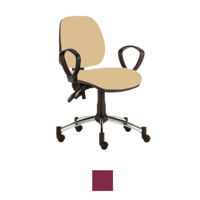 Sunflower Medical Plum Mid-Back Twin-Lever Intervene Consultation Chair with Armrests and Chrome Base