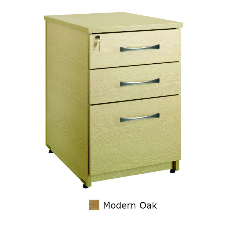 Sunflower Medical Modern Oak Three Drawer Under Desk Pedestal