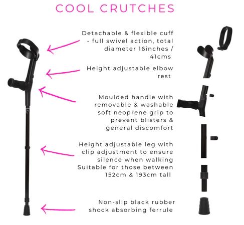 Cool Crutches Black Height Adjustable Crutch (Right-Handed)