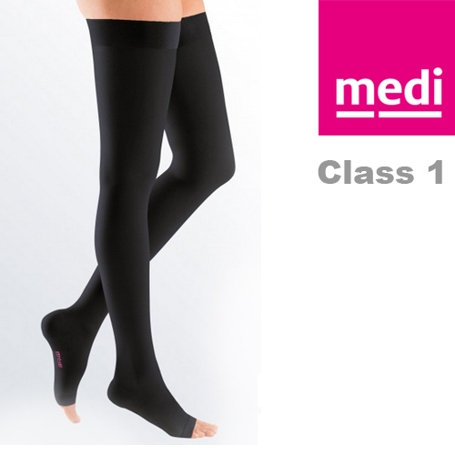 Medi Mediven Plus Class 1 Black Thigh Compression Stockings with