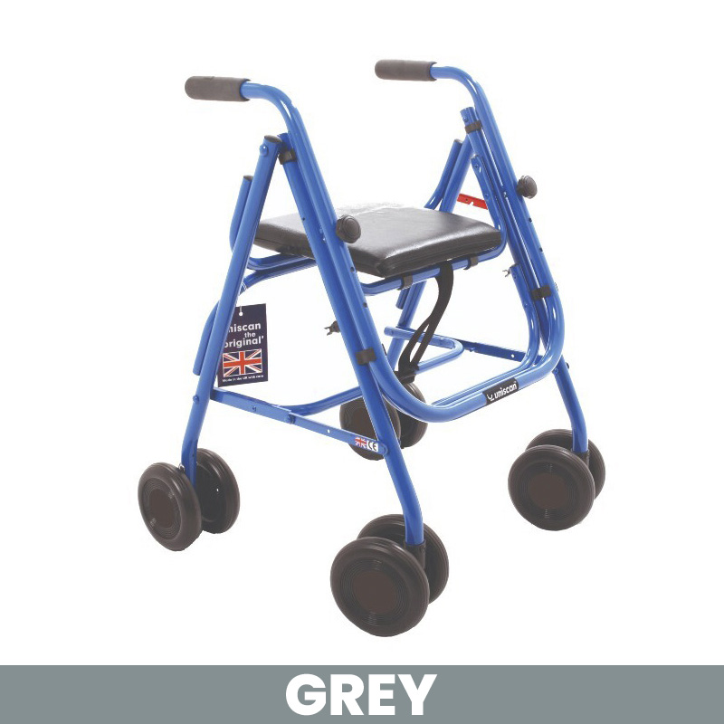 Uniscan Cadet Lightweight 4-Wheel Walker with Pressure Brake (Grey)