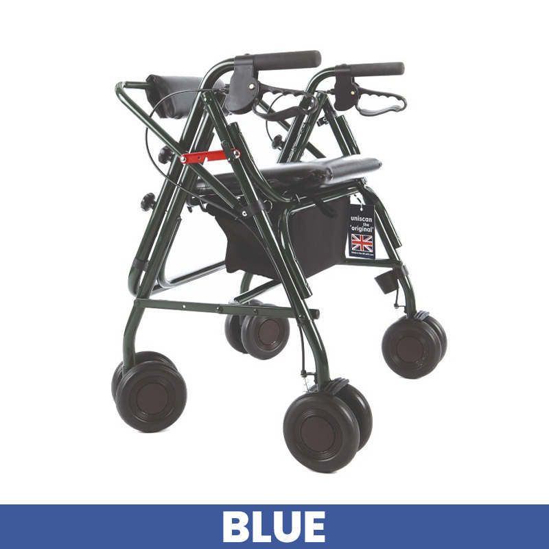 Uniscan Grand Glider Plus Wide Frame 4-Wheel Walker with Lever Brake (Blue)