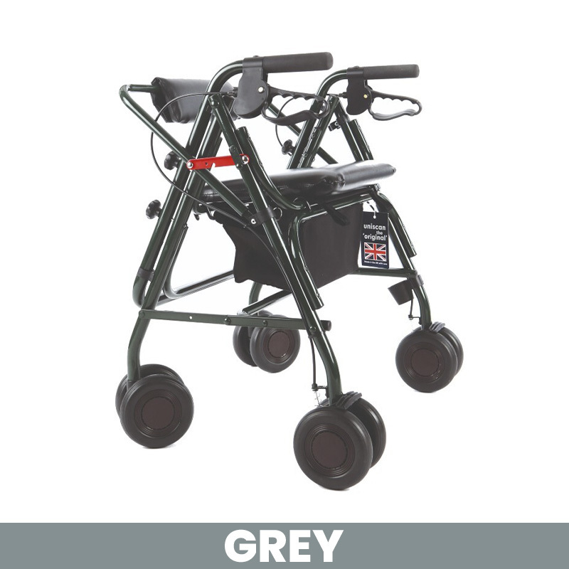 Uniscan Grand Glider Plus Wide Frame 4-Wheel Walker with Lever Brake (Grey)