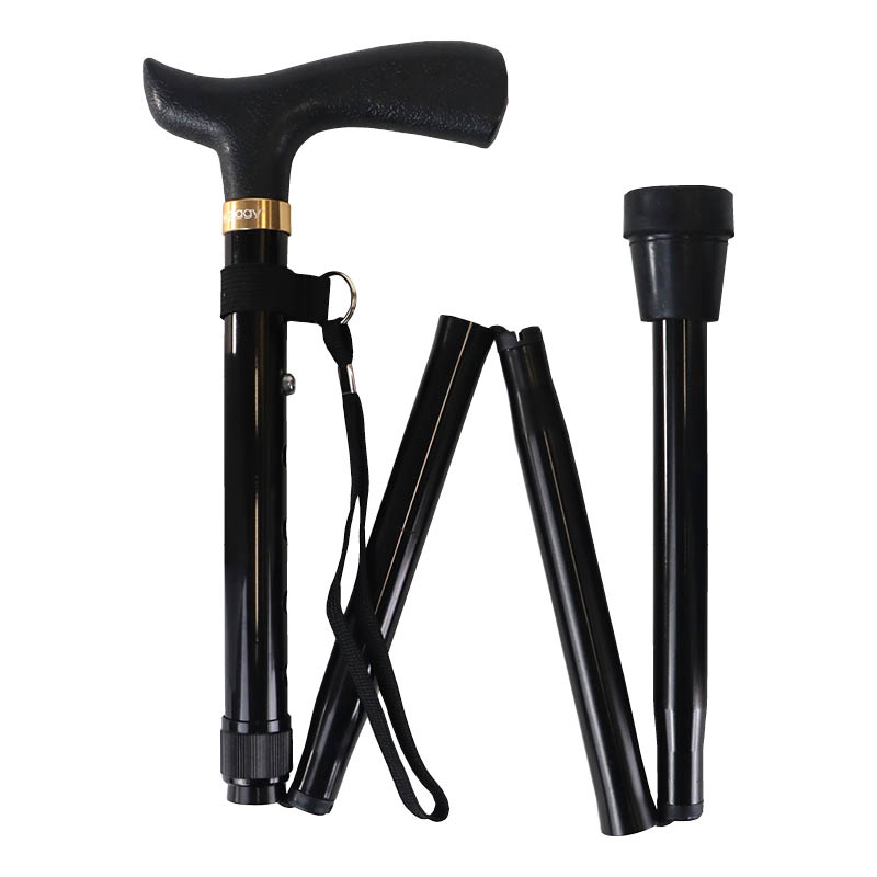 Ziggy Black Folding Height-Adjustable Walking Stick