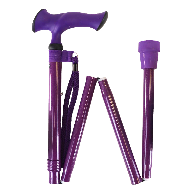 Ziggy Purple Ergonomic Gel Handle Folding Walking Stick