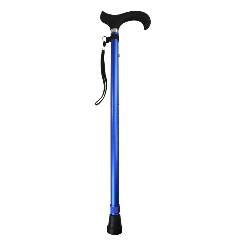 Metallic Blue Adjustable Walking Stick with Soft-Grip Silicone Derby Handle