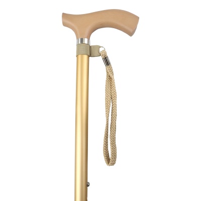 Metallic Gold Adjustable Crutch Handle Lightweight Walking Stick with Matching Ferrule