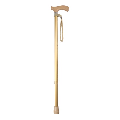 Metallic Gold Adjustable Crutch Handle Lightweight Walking Stick with Matching Ferrule