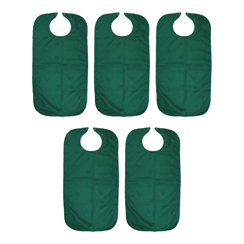 Pack of Five Dignified Adult Apron Clothing Protectors (Green)