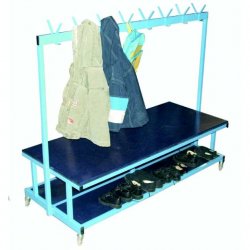 School Cloakroom Double Sided Coat & Storage Trolley