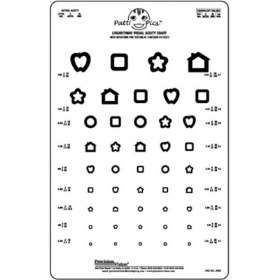 Precision Vision Patti Pics 3-Metre LogMAR Test Children's Eye Chart