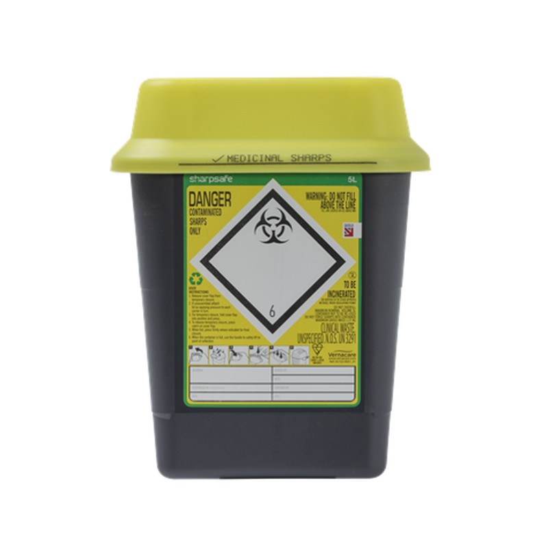 Sharpsafe 5 Litre Dual Protect Pro Yellow Sharps Container (Pack of 48)