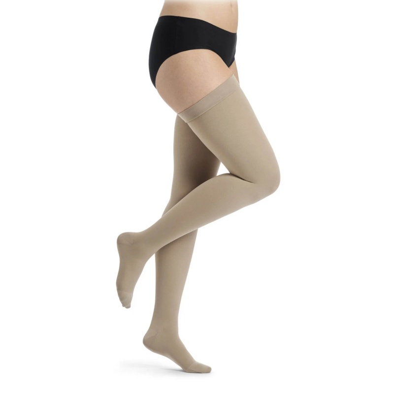 Sigvaris Essential Comfortable Unisex Class 1 Thigh High Savannah Compression Stockings